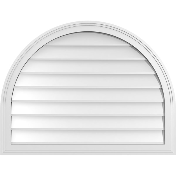 Ekena Millwork Round Top Surface Mount PVC Gable Vent w/ 2"W x 1-1/2"P Brickmould Frame, 34"W x 26"H GVPRT34X2602SN - main